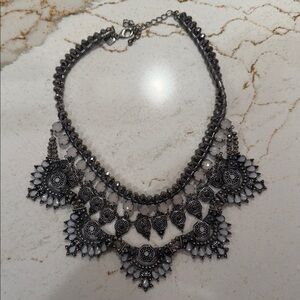 Park Lane Intricate Black and Silver Necklace